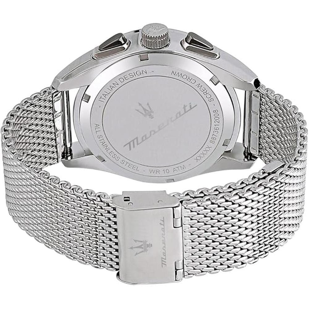 Maserati Traguardo Chronograph Stainless Steel Mesh Bracelet Silver‑Tone Tachymeter Mens Watch With Grey Dial - R8873612008 - Image 4